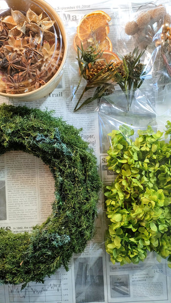 【送料無料・ホームキット】クリスマスリース（プリザブドフラワーGR）