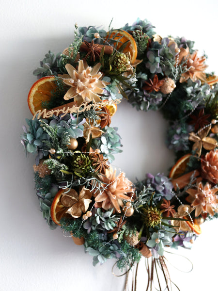 【送料無料・完成品】クリスマスリース（2025プリザBP）