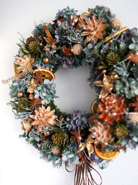 【送料無料・完成品】クリスマスリース（2025プリザBP）