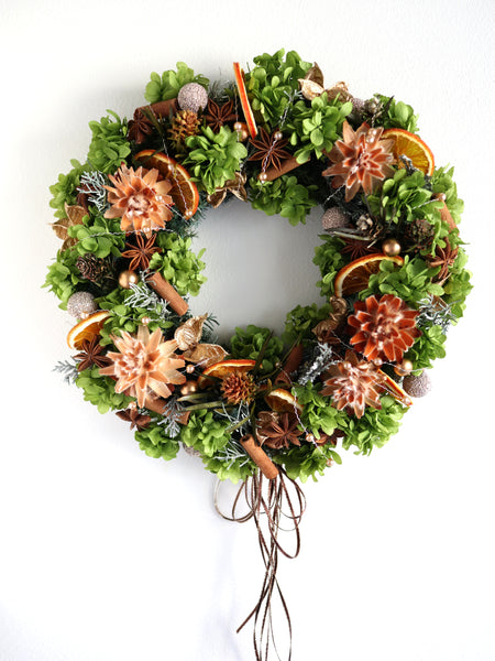 【送料無料・完成品】クリスマスリース（2025プリザGR）