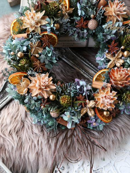 【送料無料・完成品】クリスマスリース（2025プリザBP）