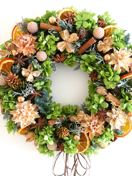 【送料無料・ホームキット】クリスマスリース（プリザブドフラワーGR）