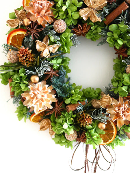 【送料無料・ホームキット】クリスマスリース（プリザブドフラワーGR）