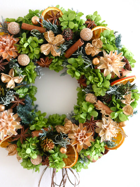 【送料無料・ホームキット】クリスマスリース（プリザブドフラワーGR）