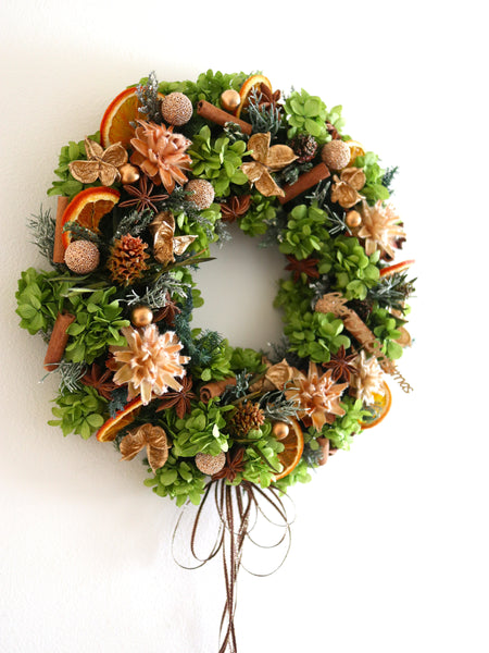 【送料無料・ホームキット】クリスマスリース（プリザブドフラワーGR）