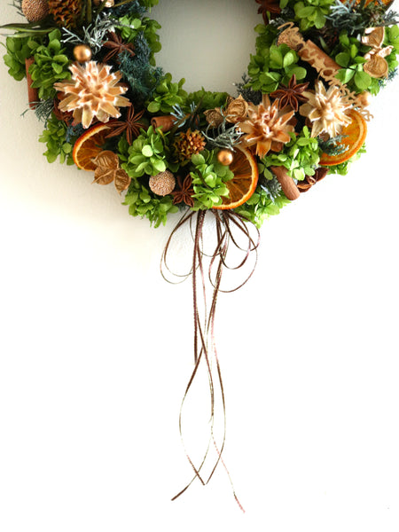 【送料無料・ホームキット】クリスマスリース（プリザブドフラワーGR）