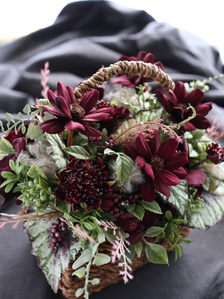 【完成品】秋色花籠（コスモス)