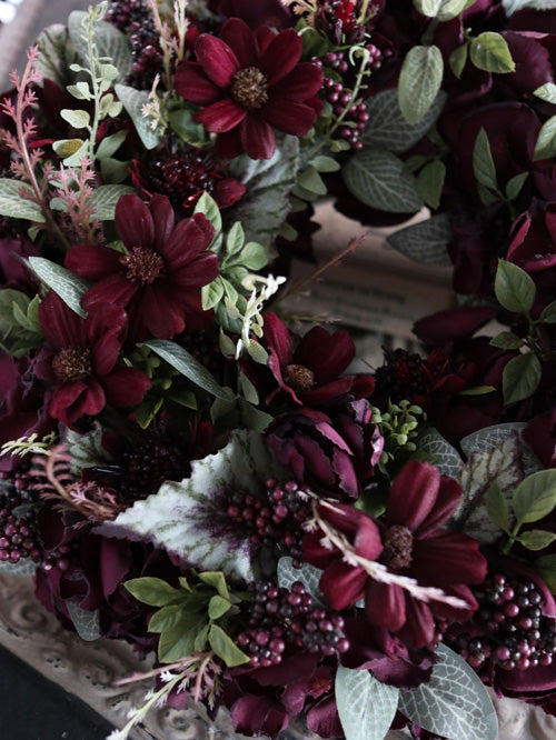 完成品】チョコレートコスモスリース ｜ アーティフィシャルフラワー