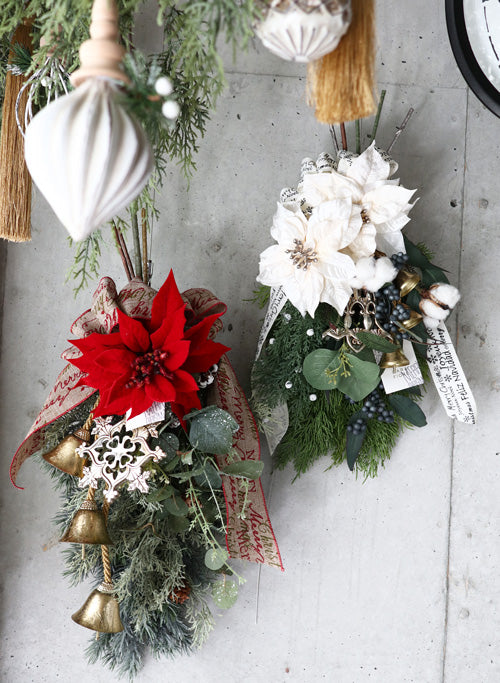 完成品】クリスマススワッグ(レッド） ｜ アーティフィシャルフラワー  