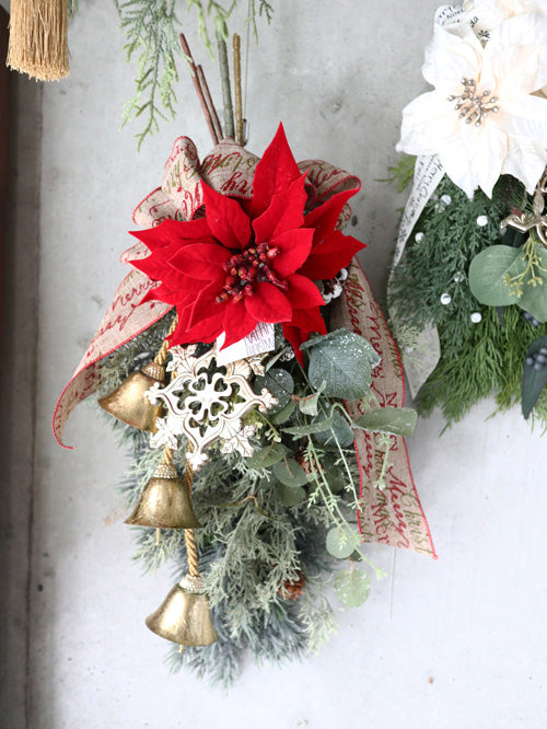 35×20cm レッドローズクリスマススワッグ